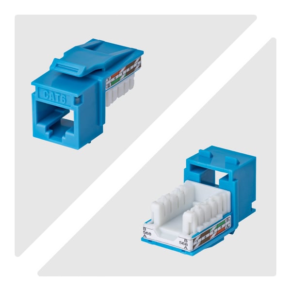 StarTech.com Cat6 keystone-kontaktdon, 24-pack RJ45 Ethernet-keystone-kontaktdon, UTP Cat6-vägguttag, 90-graders 110-håltagningsverktyg, blå