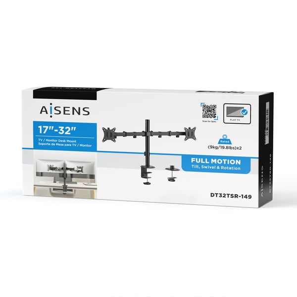 AISENS DT32TSR-149 fäste och ställ till bildskärm 81,3 cm (32") Bord Svart