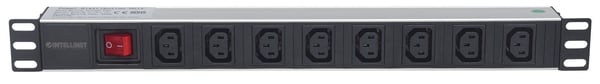 Intellinet 163620 strømforsyningsenhed (PDU) 8 AC stikkontakt(er) 1U Sort, Sølv