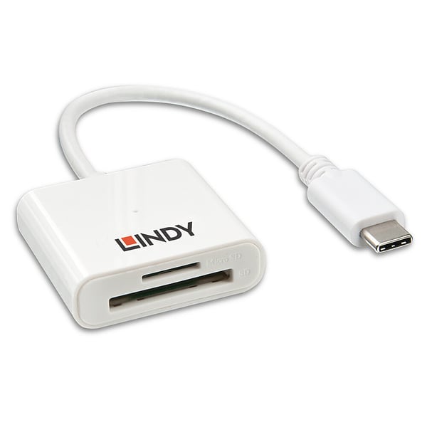 Lindy 43185 kortläsare USB 3.2 Gen 1 (3.1 Gen 1) Type-C Vit