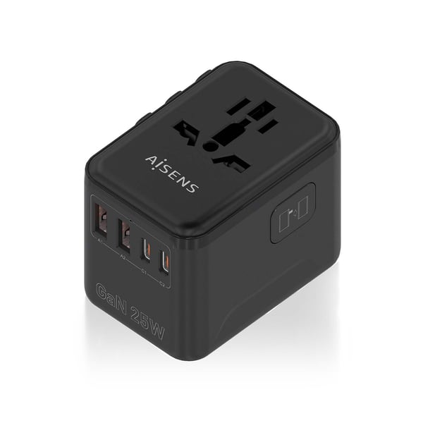 AISENS ASPS-2A2C08-BK oplader til mobil enhed Universel Sort Vekselstrøm Hurtig opladning Indendørs