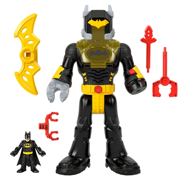 Fisher-Price Imaginext DC Super Friends Batman Insider & Exodragt sort robot med lys og lyde, 6 dele