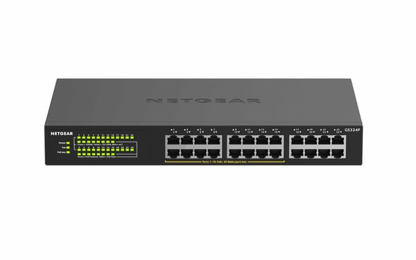 NETGEAR GS324P Ikke administreret Gigabit Ethernet (10/100/1000) Strøm over Ethernet (PoE) 1U Sort
