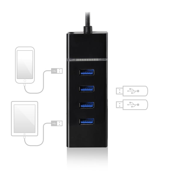 Ewent EW1137 gränssnittshubbar USB 3.2 Gen 1 (3.1 Gen 1) Type-C 5000 Mbit/s Svart