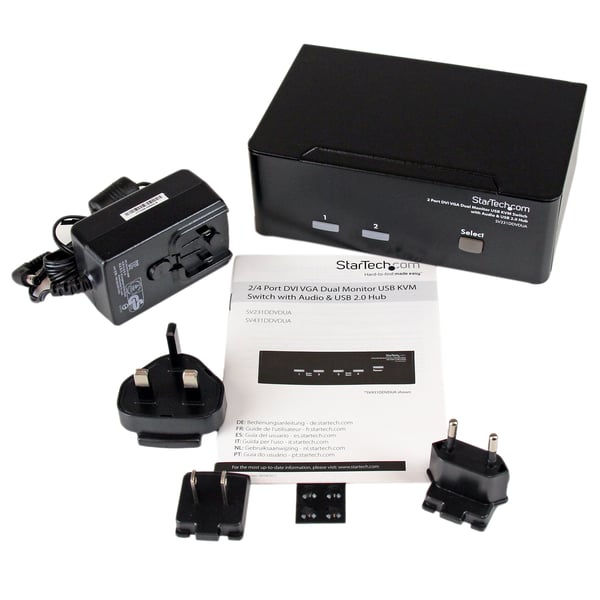 StarTech.com DVI VGA KVM-switch för dubbla skärmar USB med 2 portar, audio & USB 2.0-hubb