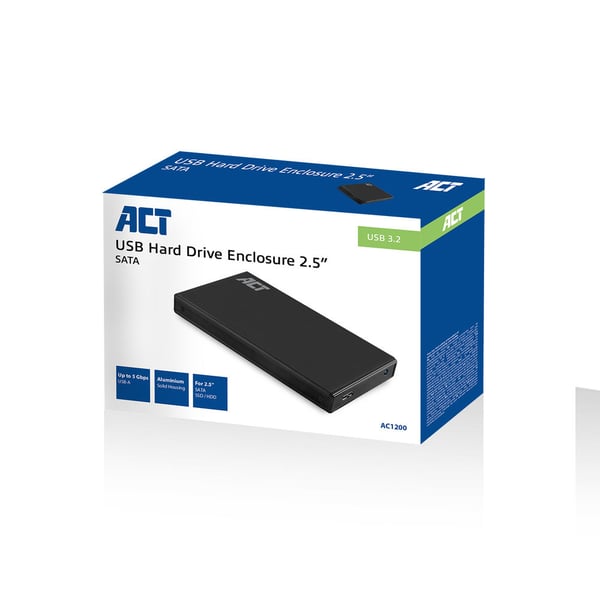 ACT AC1200 drevkabinet HDD/SSD kabinet Sort 2.5"