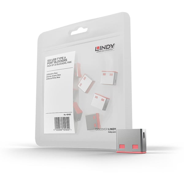 Lindy 40460 portblokering USB Type-A Lyserød Acrylonitrilbutadienstyren 10 stk