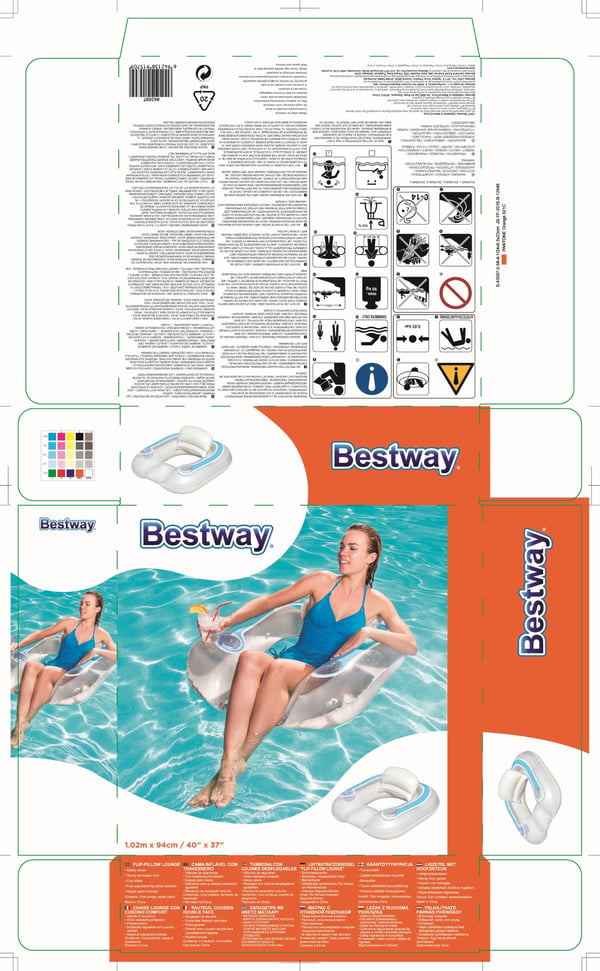 Bestway 43097 pool- och badmadrass Blå, Transparent Mönstrad Vinyl Sittring