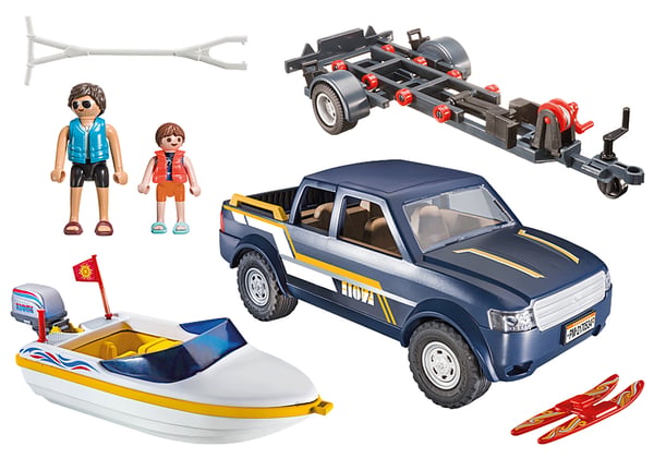 Playmobil FamilyFun Pick-Up with Speedboat