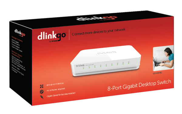 D-Link GO-SW-8G nätverksswitchar Ohanterad Vit