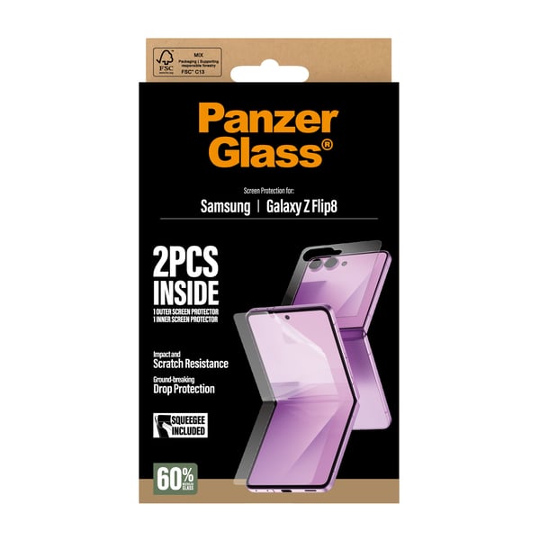 PanzerGlass ® Screen Protector Samsung Galaxy Z Flip8 | Glass & Film Genomskinligt skärmskydd 1 styck