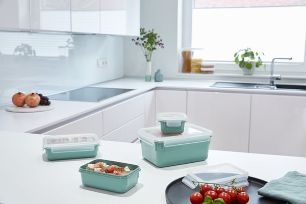 Tefal CLIP & CLOSE N1031010 enhed til madopbevaring Rektangulær Kasse Grøn, Transparent 4 stk
