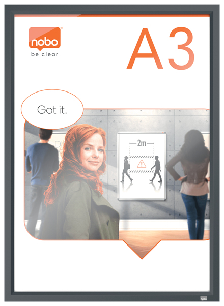 Nobo Impression Pro A3 skifteramme med sort klikramme