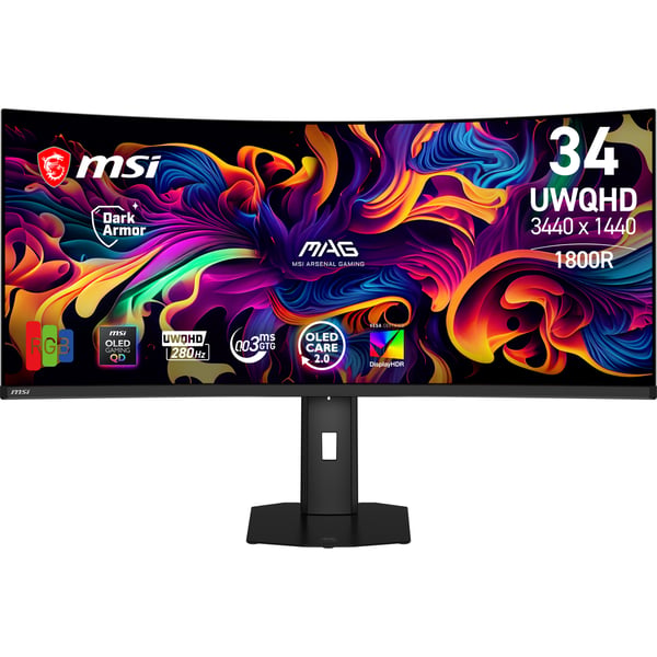 MSI MAG 341CQP QD-OLED X28 platta pc-skärmar 86,4 cm (34") 3440 x 1440 pixlar UltraWide Quad HD Svart