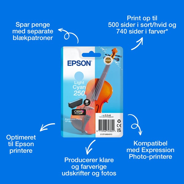Epson Enkeltpakke, lys cyan 250 Claria Photo HD-blæk