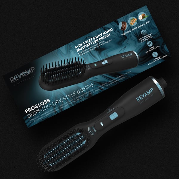 Revamp Progloss Deepform Straight & Style Blow Kuumailmaharja Lämmin Musta 550 W 3 m