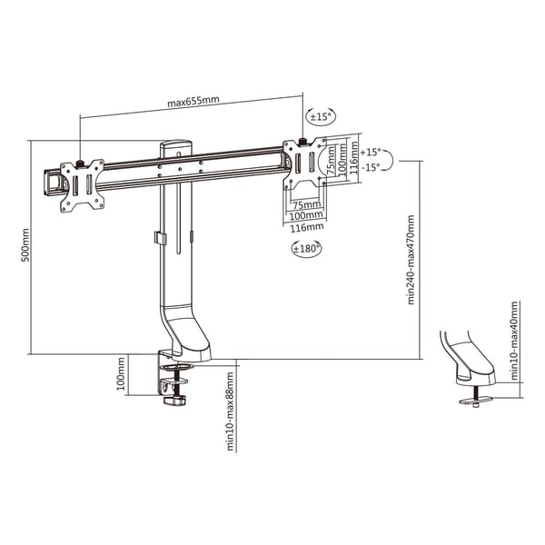ACT AC8322 fäste och ställ till bildskärm 68,6 cm (27") Bord Svart