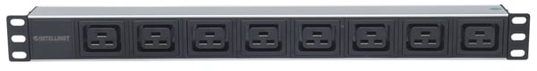 Intellinet 163613 strømforsyningsenhed (PDU) 8 AC stikkontakt(er) 1U Sort, Sølv