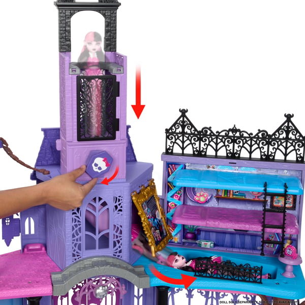 Monster High Monster High-dukkehus med hjemsøgt gymnasie med over 35 møbler og tilbehørsdele