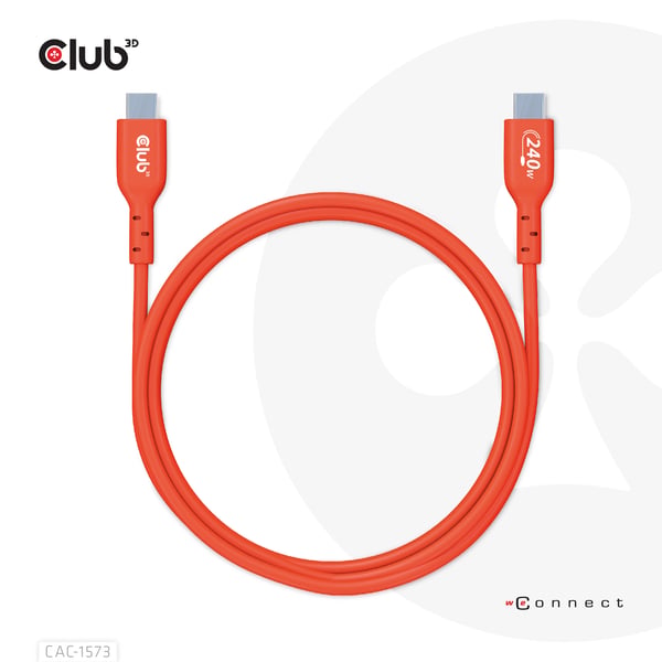 CLUB3D CAC-1573 USB-kaapeli USB 2.0 2 m USB C 0,48 Gbit/s 240 W Punainen