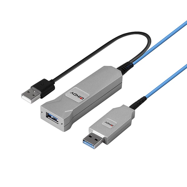 Lindy 43345 USB-kabel USB 3.2 Gen 1 (3.1 Gen 1) 30 m USB A 2 x USB A 5 Gbit/sek. Blå, Sølv