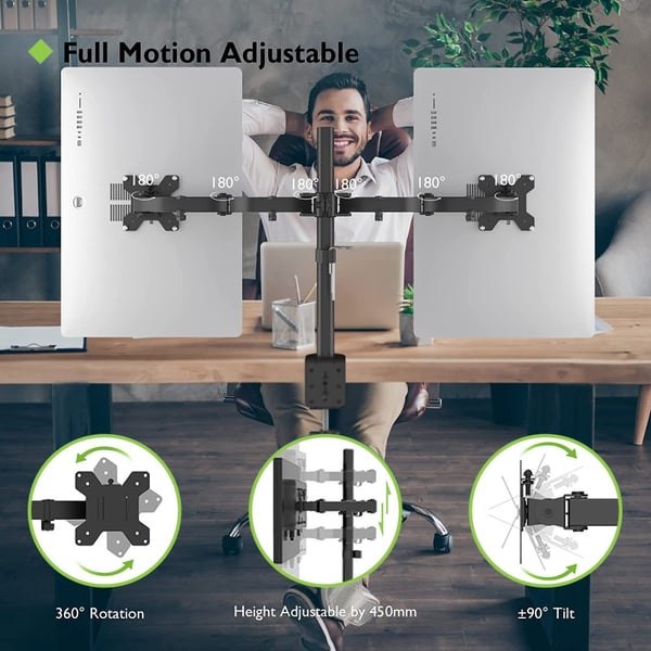 Techly ICA-LCD 382-D fäste och ställ till bildskärm 68,6 cm (27") Bord Svart