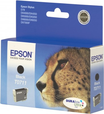 Epson Cheetah T0711 black ink cartridge blækpatron Original Sort