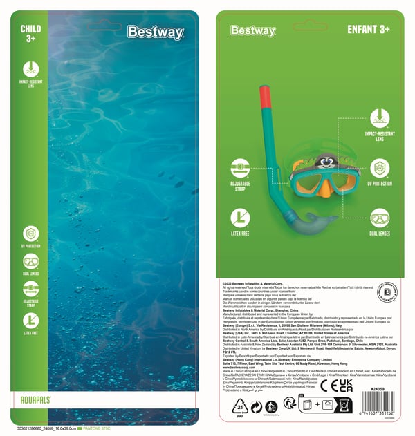 Bestway 24059 / 23 dykkemaske Polykarbonat Forskellige farver Barn