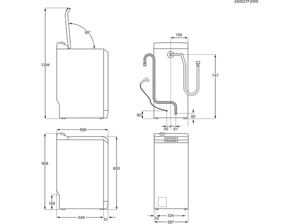 AEG LTE6K7230E vaskemaskine Top-indlæsning 7 kg 1200 rpm Hvid