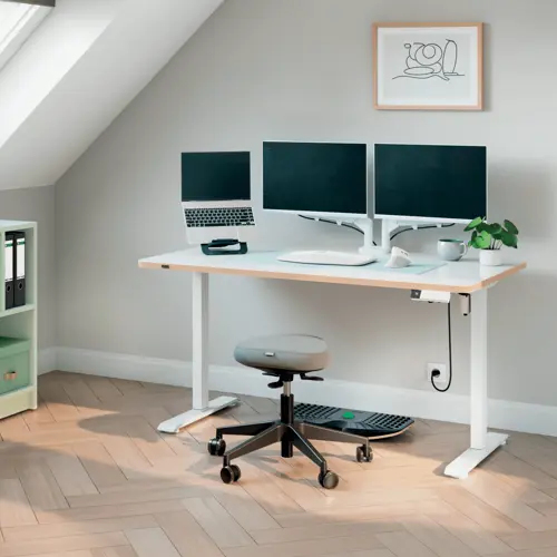 Leitz Ergo elektrisk hæve-sænke skrivebord 140 x 80 cm med påmindelse om at stå op