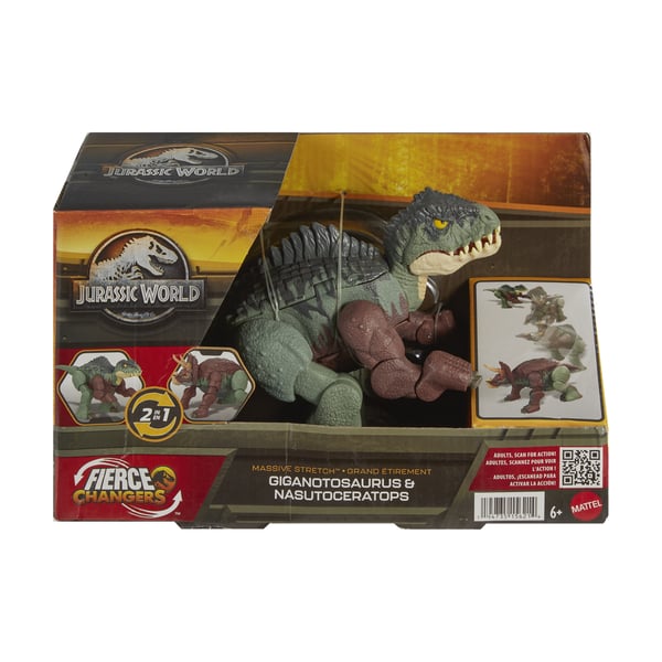 Jurassic World FIERCE CHANGERS MASSIVE STRETCH Giganotosaurus & Nasutoceratops