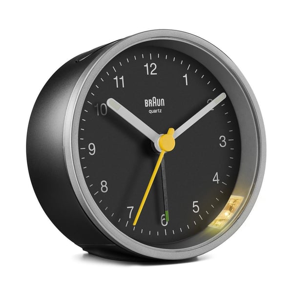 Braun BC12SB Quartz alarmur Sort, Sølv
