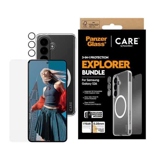 PanzerGlass ® | CARE™ by ® 3-in-1 Pakke Samsung Galaxy S26