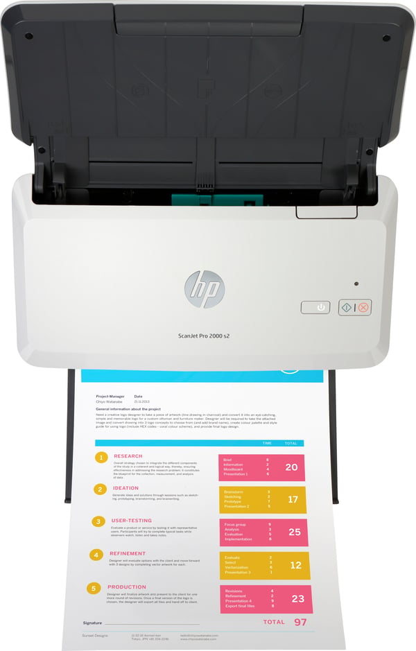 HP ScanJet Pro 2000 s2 Skanner med papir-tilførsel 600 x 600 dpi A4 Sort, Hvid