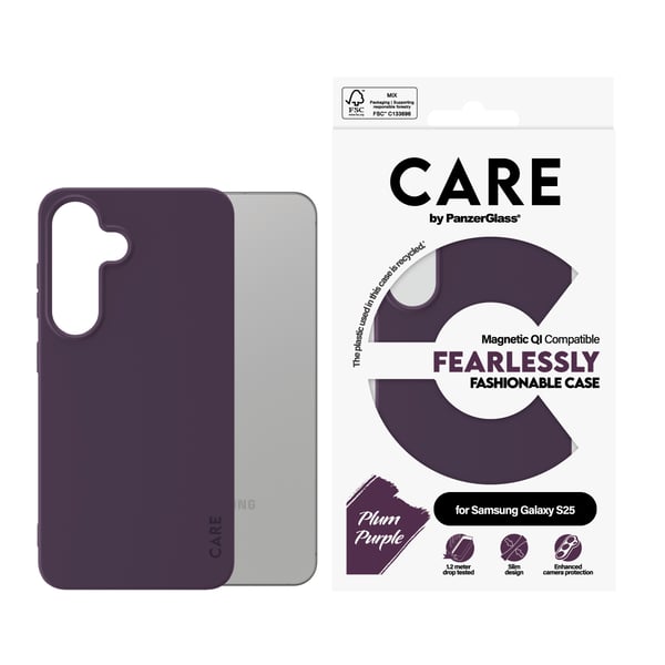 PanzerGlass CARE™ by ® Case Plum Purple m. Qi Compatible Samsung Galaxy S25