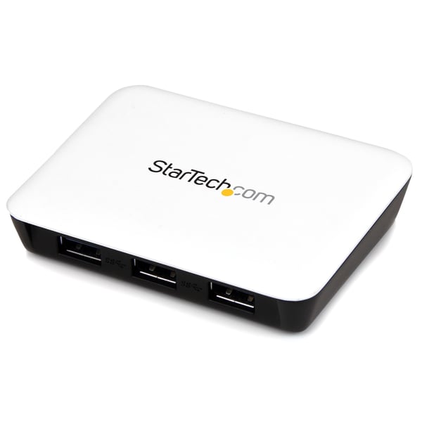 StarTech.com USB 3.0 till nätverksadapter för Gigabit Ethernet-nätverkskort med hubb med 3 portar - Vit