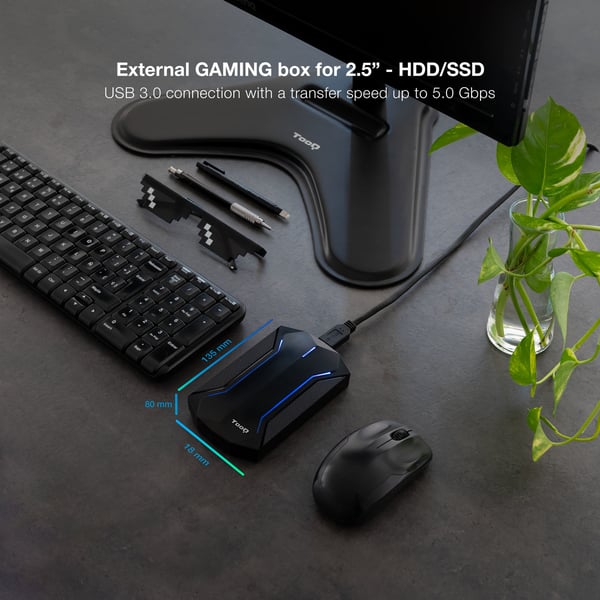 TooQ TQE-2599RGB drevkabinet HDD/SSD kabinet Sort 2.5"