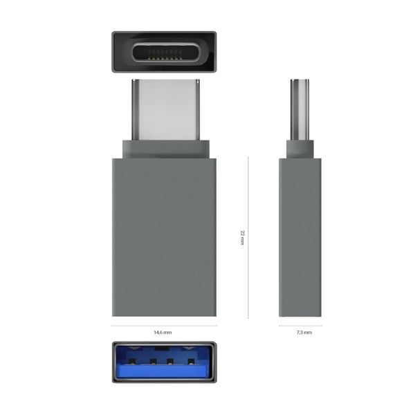AISENS A108-0718 kabelomvandlare (hane/hona) USB-C USB-A Grå
