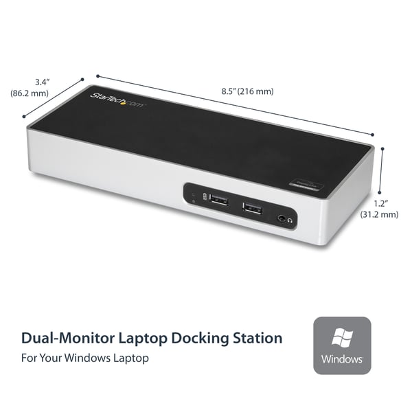 StarTech.com Dubbelskärms-, USB 3.0-dockningsstation - 6x USB 3.0