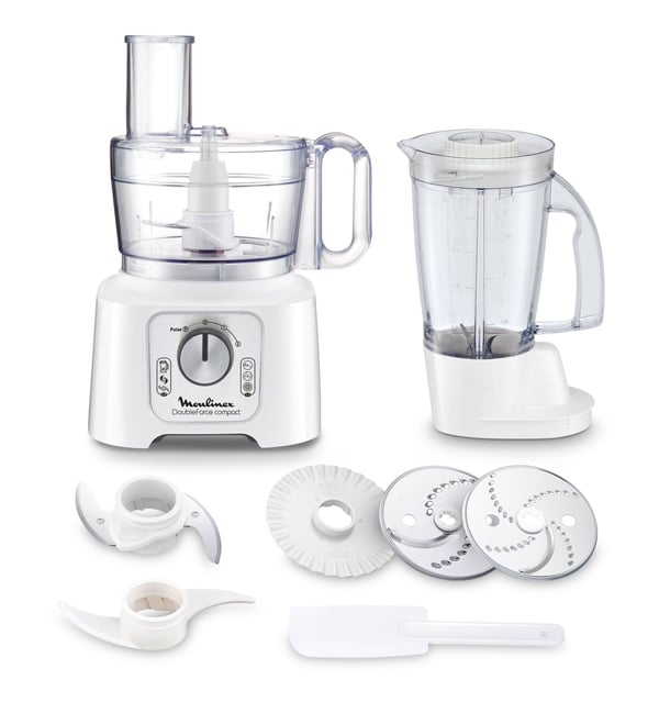 Moulinex FP5441 monitoimikone 800 W 2,2 L Valkoinen, Hopea, Harmaa
