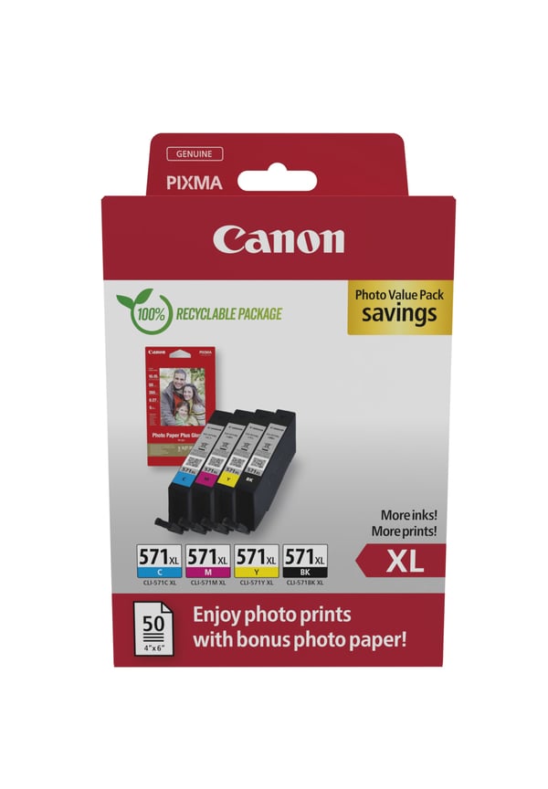 Canon 0332C006 mustekasetti 4 kpl Alkuperäinen Korkea (XL) värintuotto Musta, Syaani, Magenta, Keltainen