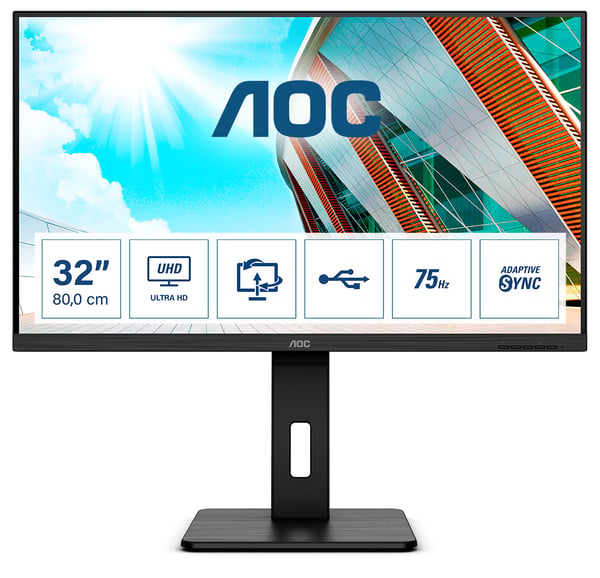 AOC P2 U32P2 computerskærm 80 cm (31.5") 3840 x 2160 pixel 4K Ultra HD LED Sort