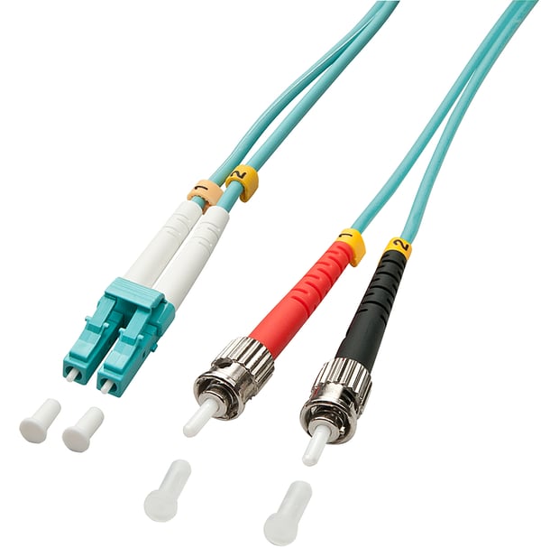 Lindy 10m OM3 LC - ST Duplex InfiniBand och fiberoptisk kabel Turkos