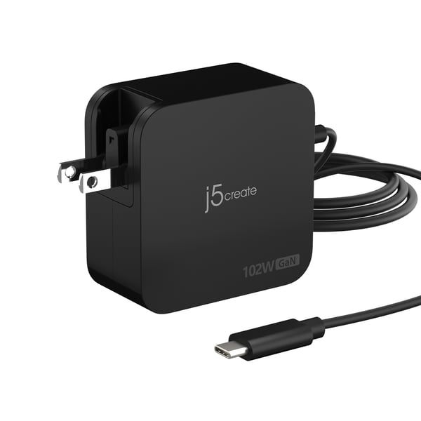 j5create 102W GaN PD USB-C 2-portars laddare med utbytbara nätkontakter