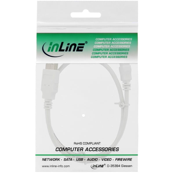 InLine 31805W USB-kabel USB 2.0 0,5 m USB A Mini-USB B Hvid