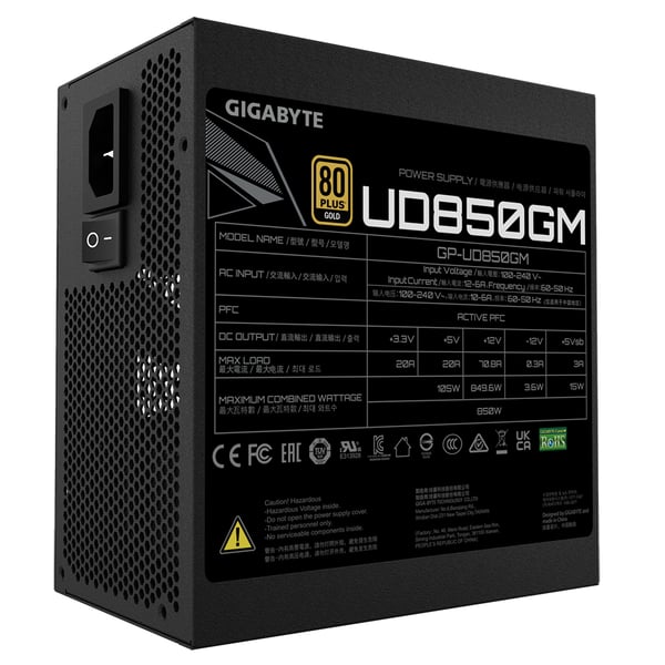 GIGABYTE UD850GM strömförsörjningsenheter 850 W 20+4 pin ATX ATX Svart