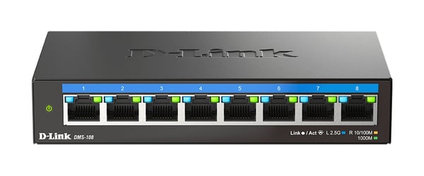 D-Link DMS-108 Hallitsematon L2 2.5G Ethernet (100/1000/2500) Musta