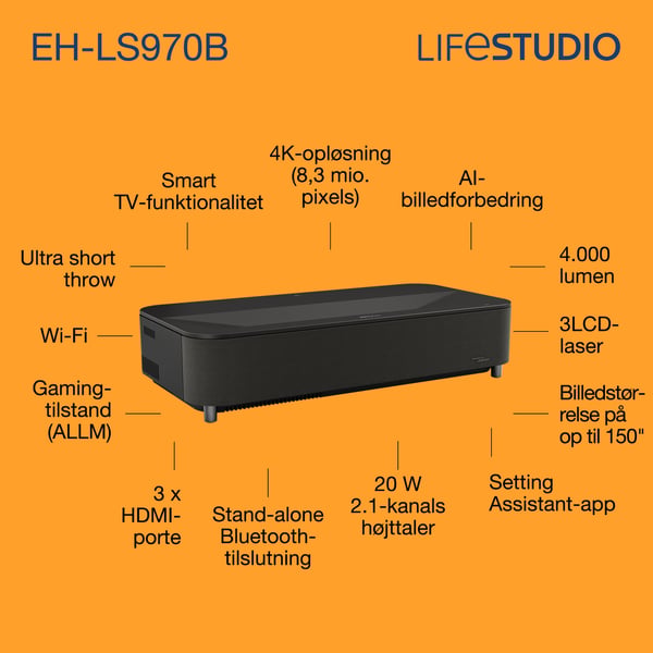 Epson Lifestudio Grand Plus EH-LS970B – Metallisk sort