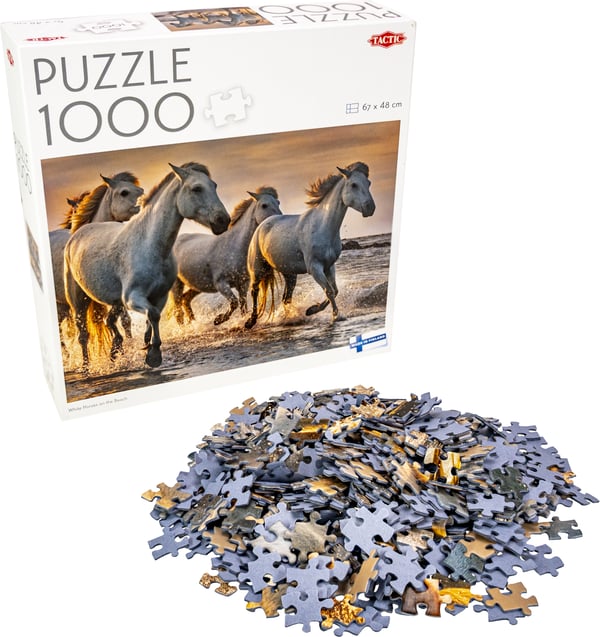 Tactic Lovers White horses on the beach Puslespil 1000 stk Dyr