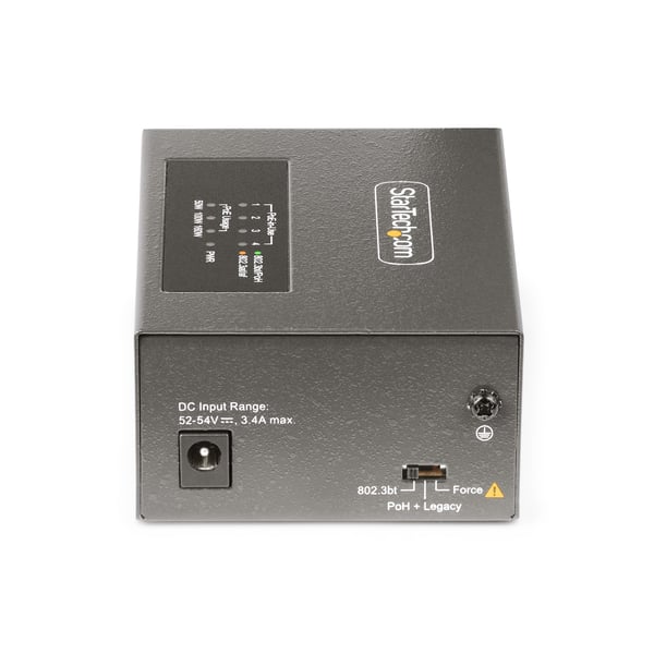 StarTech.com Multi-Gigabit PoE++-injektor med 4 portar, 5/2,5/1G Ethernet (NBASE-T), PoE/PoE+/PoE++ (802.3af/802.3at/802.3bt), 160 Watts effektbudget, monterbar på vägg/DIN-skena, ej hanterad